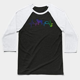 Puggle Colorful Heartbeat, Heart & Dog Paw Baseball T-Shirt